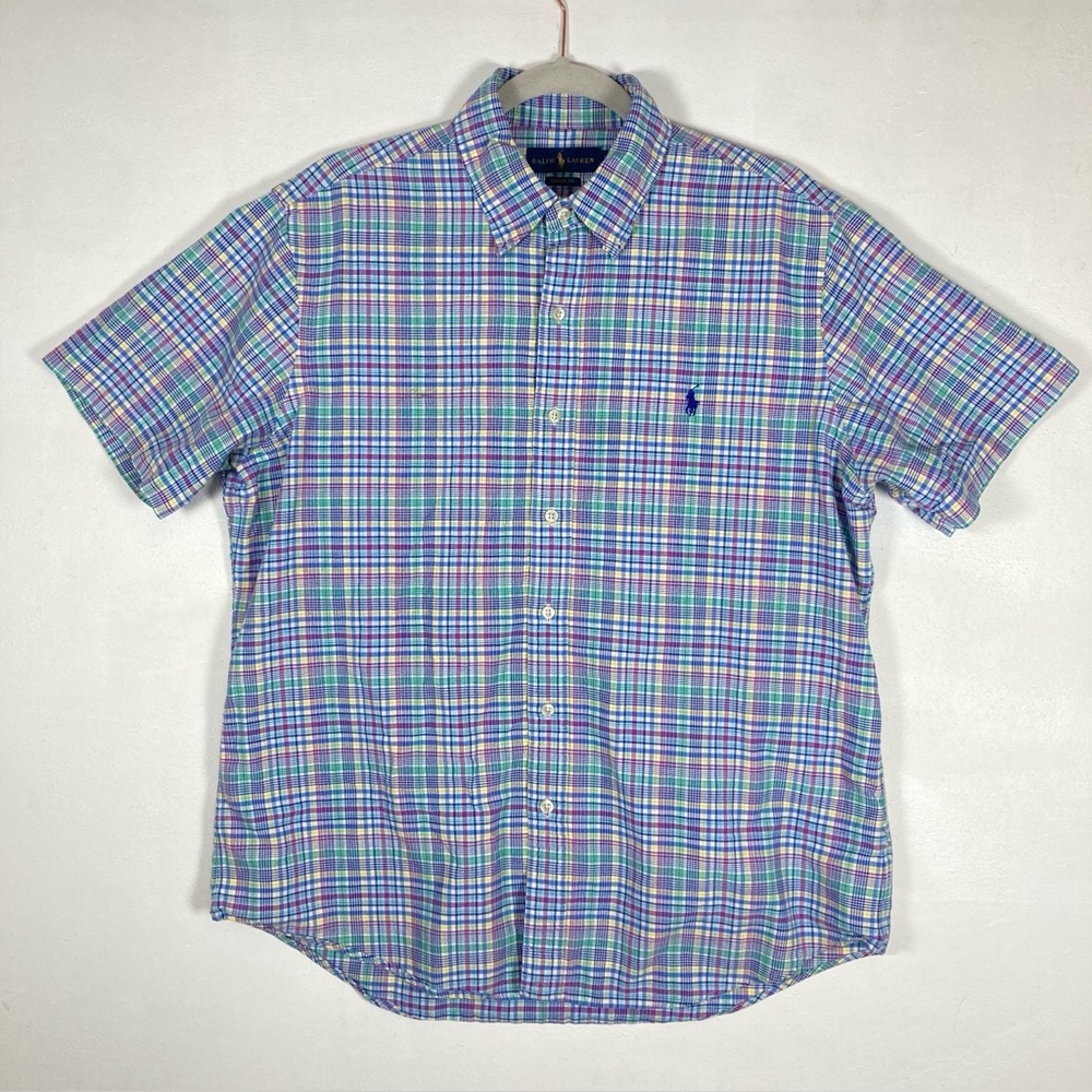 Polo Ralph Lauren Classic Fit Oxford Button Down Shirt Plaid Colorful Mens L
